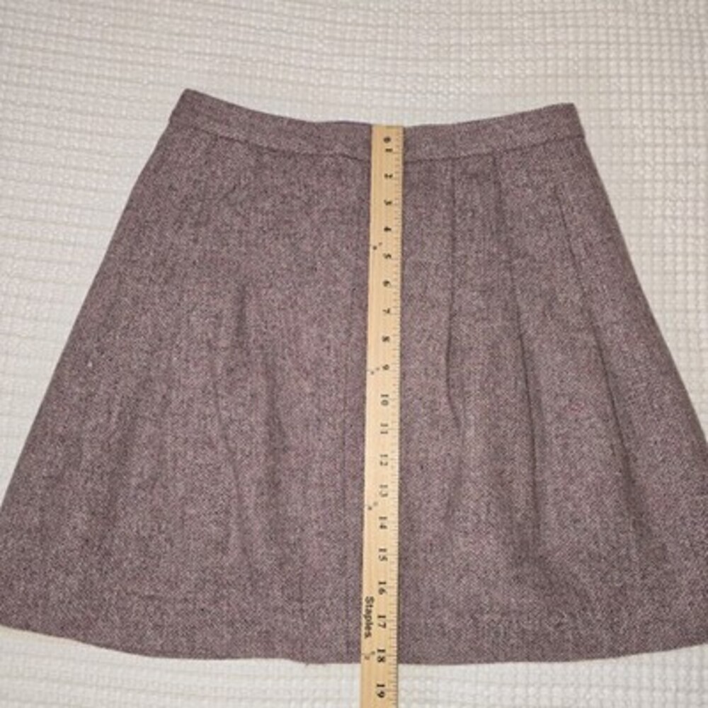 GAP 100% Wool Herringbone Tweed Pleated Mini Skirt Lined Purple Brown Women’s... - Picture 7 of 11